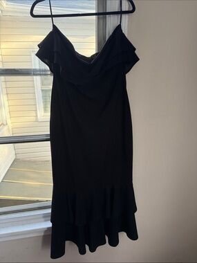 Lulu's Black Ruffle-Trim Midi Slip Dress